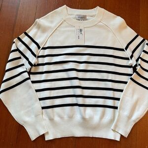 Evereve Black and White Striped Sweater